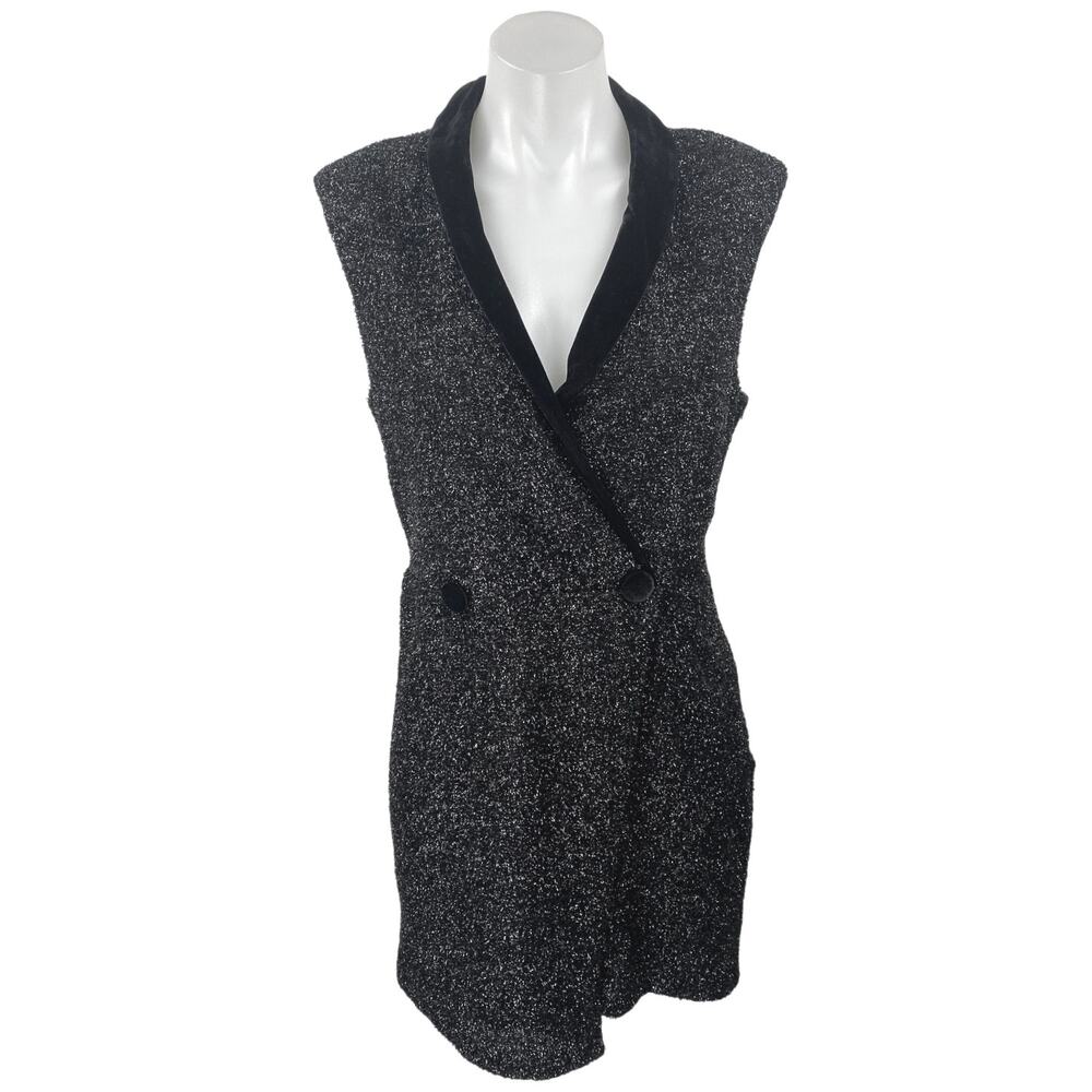 Topshop Women's Tinsel Tuxedo Dress Polyester Black Size S